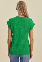 Load image into Gallery viewer, Double Take Full Size Cable-Knit Round Neck Cap Sleeve Sweater