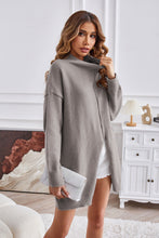 Load image into Gallery viewer, Exposed Seam Mock Neck Slit Sweater