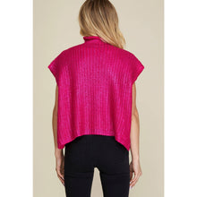 Load image into Gallery viewer, Metallic Foil Short Sleeve Sweater Top: PURPLE