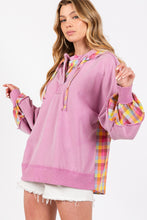 Load image into Gallery viewer, SAGE + FIG Full Size Plaid Print Washed Hoodie