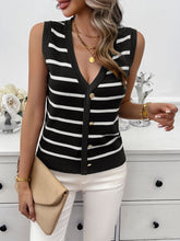 Load image into Gallery viewer, Devine Striped V-Neck Knit Tank