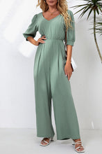 Load image into Gallery viewer, V-Neck Half Sleeve Jumpsuit