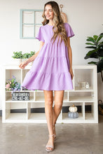 Load image into Gallery viewer, Heimish Full Size Swiss Dot Short Sleeve Tiered Dress