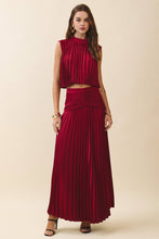 Load image into Gallery viewer, Mock Neck Pleated Overlay Sleeveless Crop Top and Skirt