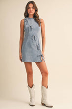 Load image into Gallery viewer, Ribbon Detailed Denim Mini Dress