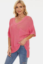 Load image into Gallery viewer, Pocketed V-Neck Half Sleeve Knit Top