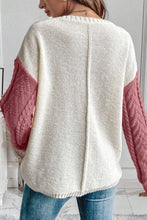 Load image into Gallery viewer, Color Block Round Neck Long Sleeve Sweater