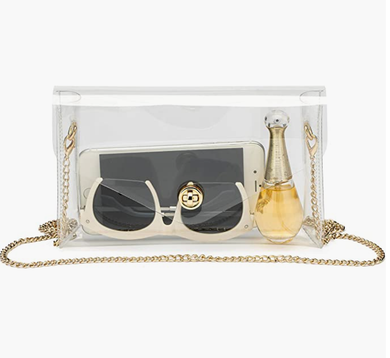 Clear Crossbody Purse with Gold Adjustable Chain