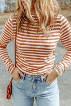 Load image into Gallery viewer, Double Take Striped Mock Neck Long Sleeve Top