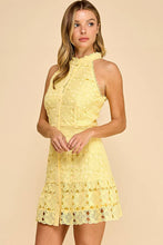 Load image into Gallery viewer, Floral high neck mini dress with ruffled bottom