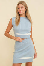 Load image into Gallery viewer, STRIPED SLEEVELESS CROPPED SWEATER: Baby Blue / L