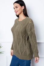 Load image into Gallery viewer, Round Neck Dropped Shoulder Sweater