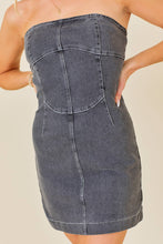 Load image into Gallery viewer, Stitchwork Strapless Slim Denim Dress: BLUE / S