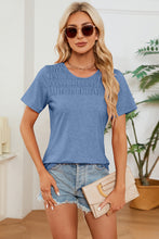 Load image into Gallery viewer, Ruched Round Neck Short Sleeve T-Shirt