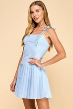 Load image into Gallery viewer, Adjustable Straps Pleated Detail Dress: Baby Blue / M