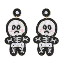 Load image into Gallery viewer, Skeleton Halloween Beaded Dangle Earrings