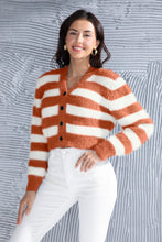 Load image into Gallery viewer, Striped Button Up Cropped Cardigan