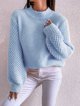 Load image into Gallery viewer, Openwork Mock Neck Long Sleeve Sweater