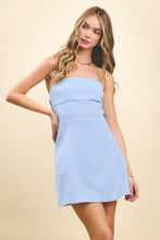 Load image into Gallery viewer, (Copy) CD05295-Strapless Tailored Fit and Flare Bow Detail Dress: Baby Blue / M
