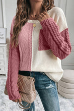 Load image into Gallery viewer, Color Block Round Neck Long Sleeve Sweater