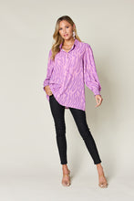 Load image into Gallery viewer, Double Take Full Size Printed Smocked Long Sleeve Blouse