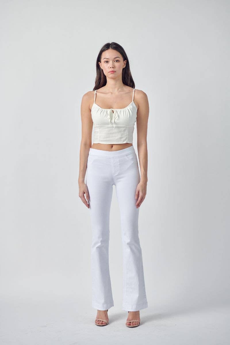 *SALE* White Mid Rise Pull On Flare Jegging