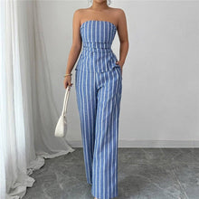 Load image into Gallery viewer, Striped Slim Fit Tube Top Pants Set