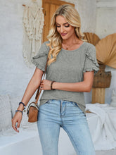 Load image into Gallery viewer, Frill Round Neck Petal Sleeve Blouse