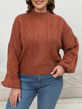 Load image into Gallery viewer, Plus Size Mock Neck Cable Knit Long Sleeve Sweater