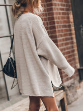 Load image into Gallery viewer, Openwork Round Neck Long Sleeve Slit Sweater