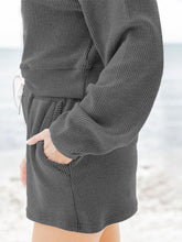 Load image into Gallery viewer, Ribbed Round Neck Long Sleeve Top and Shorts Set