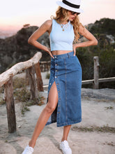 Load image into Gallery viewer, Button Down Denim Skirt