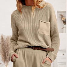 Load image into Gallery viewer, Ribbed Dropped Shoulder Sweater with Pocket