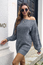 Load image into Gallery viewer, Drop Shoulder Long Sleeve Sweater Mini Dress