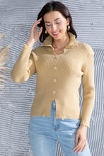 Load image into Gallery viewer, Ribbed Long Sleeve Slit Distressed Sweater