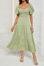 Load image into Gallery viewer, Smocked Square Neck Puff Sleeve Dress