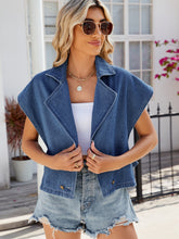 Load image into Gallery viewer, Buttoned Up Collared Neck Denim Top