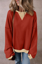 Load image into Gallery viewer, Contrast Round Neck Long Sleeve Sweatshirt