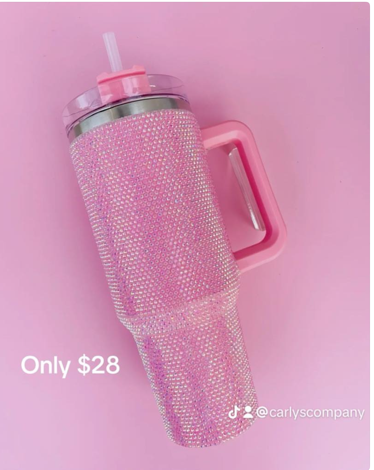 Pink Rhinestone Tumbler