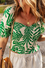 Load image into Gallery viewer, Smocked Printed Short Sleeve Blouse