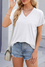 Load image into Gallery viewer, V-neck short sleeve overfit basic white t-shirt tee top: Navy / S