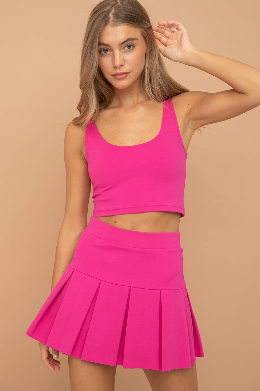 SUPER STRETCHY PONTE MINI TENNIS SKIRT(ST#FRSK1126N): WHITE / SML(222)