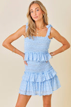 Load image into Gallery viewer, Smocked Ruffle Mini Dress: SKY BLUE / L