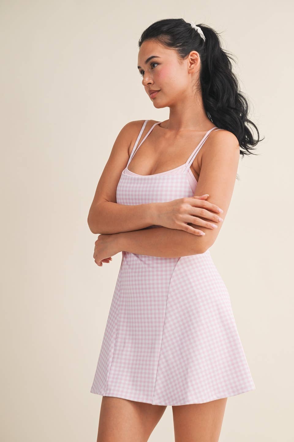 Gingham Print Double Layered Dress