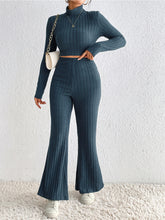 Load image into Gallery viewer, Ribbed Mock Neck Cropped Sweater &amp; High Waist Pants Set