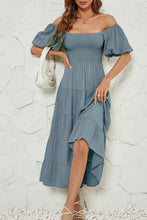 Load image into Gallery viewer, Smocked Square Neck Puff Sleeve Dress