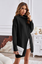 Load image into Gallery viewer, Exposed Seam Mock Neck Slit Sweater