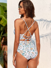 Load image into Gallery viewer, Printed Plunge One-Piece Swimwear and Cover-Up Set