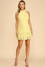 Load image into Gallery viewer, Floral high neck mini dress with ruffled bottom
