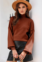 Load image into Gallery viewer, Turtleneck Lantern Sleeve Sweater